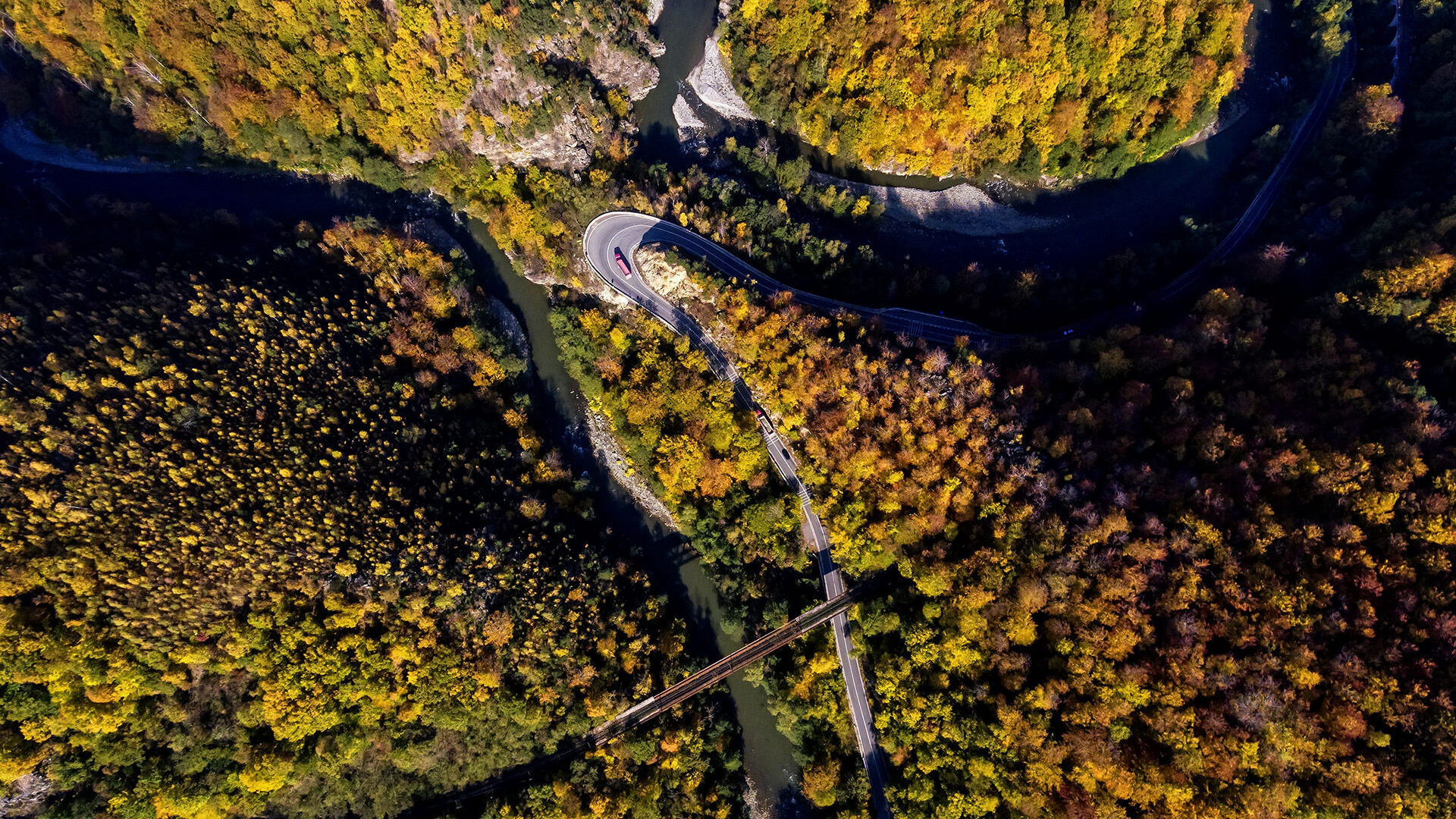 Jiu Defile in Romania Aerial View